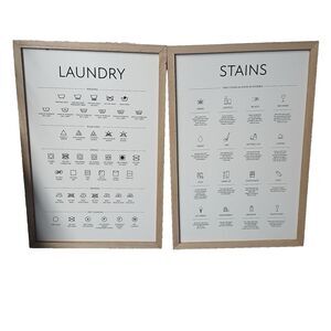 Set of 2 Wood Wall Hanging Signs for Laundry Washing Stain Removal 15.5x10.5